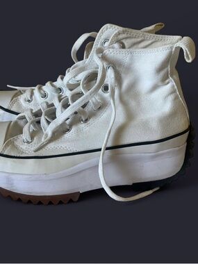 Converse Chunky Platform High-Top Sneakers in White with Black Trim